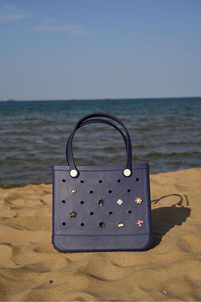 Tina İstanbul Jelly Charm Beach Bag Navy Blue