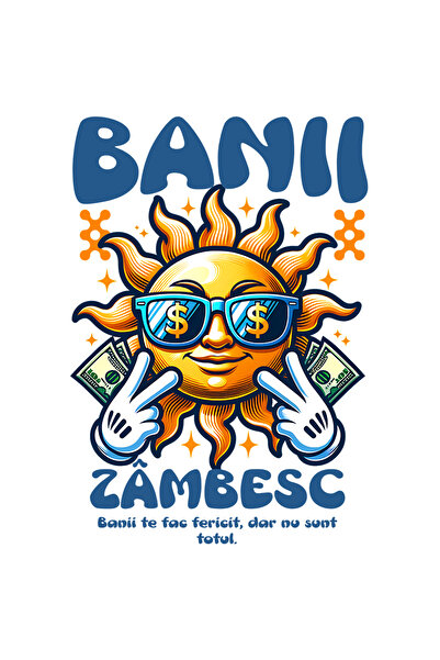 StoryGift Romania Sticker Autocolant 70CM Adeziv soare cu ochelarii bani nu s...