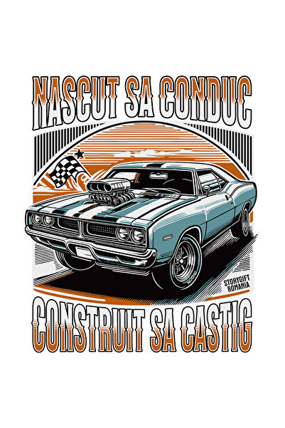 StoryGift Romania Sticker Autocolant 70CM Adeziv masina vintige tunata nascut sa conduc construit cu Margini Alb