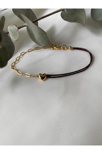 sabiha aksesuar Heart Detailed Plated Chain String Bracelet