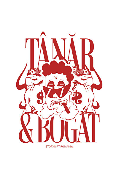 StoryGift Romania Sticker Autocolant 70CM Adeziv Sunt tanar si bogat lume mod...