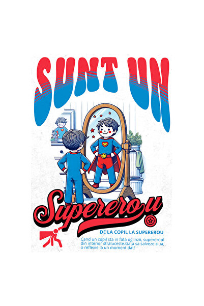 StoryGift Romania Sticker Autocolant 70CM Sunt un Supererou - Copil in Oglind...