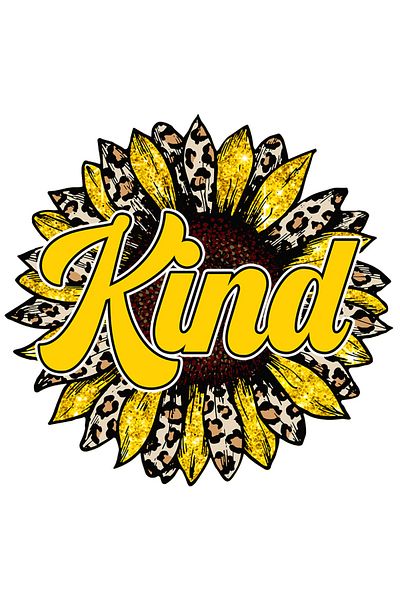 StoryGift Romania Sticker Label 50CM with sunflower with the message "Kind", illustration, plants, flower, yellow
