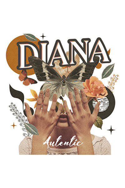 StoryGift Romania Sticker Adeziv 90CM Cu Numele Diana, Colaj Fata, Fluture, F...