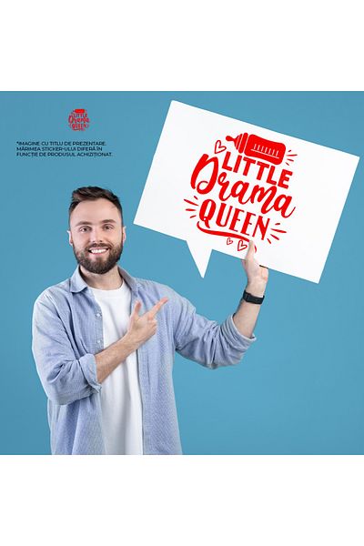 StoryGift Romania Sticker Autocolant 70CM Exterior pentru o fetita care este "regina dramei" - biberon inimioare
