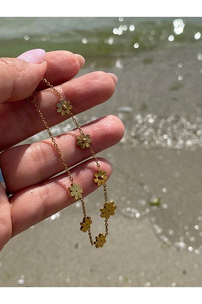 kurukafagift Steel Anklet Adjustable Flower Daisy Model