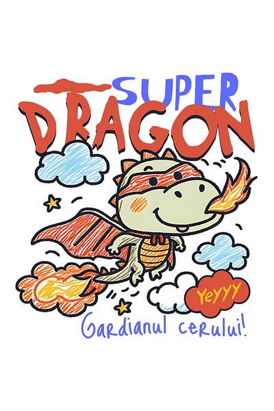 StoryGift Romania Super Dragon Sticker - Guardian of the Sky with White Borders, PVC Vinyl 23 cm
