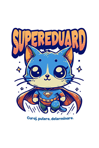 StoryGift Romania Sticker Eticheta 40CM Super Eduard, SuperErou, Pisica Zbura...