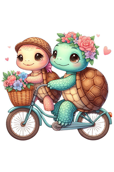 StoryGift Romania Sticker Eticheta 50CM cu 2 broaste testoase care merg cu bi...