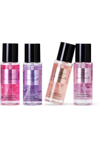 Victoria's Secret Fragrance Mist Collection, 4-Piece Mini Mists, Assorted Scents, Gift Set for Women