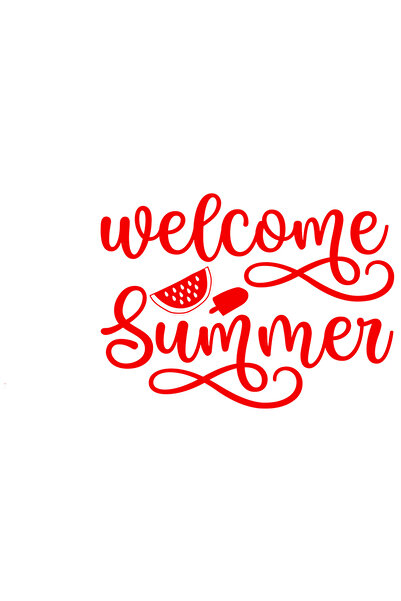 StoryGift Romania Sticker Adeziv 90CM Exterior cu pepene, inghetata si mesajul "Welcome, summer" - bun-venit, va