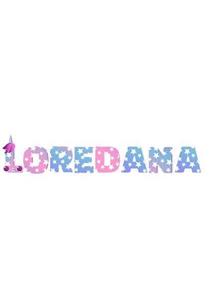 StoryGift Romania Sticker Eticheta 40CM Cu Numele Loredana, Unicorn, Printesa...