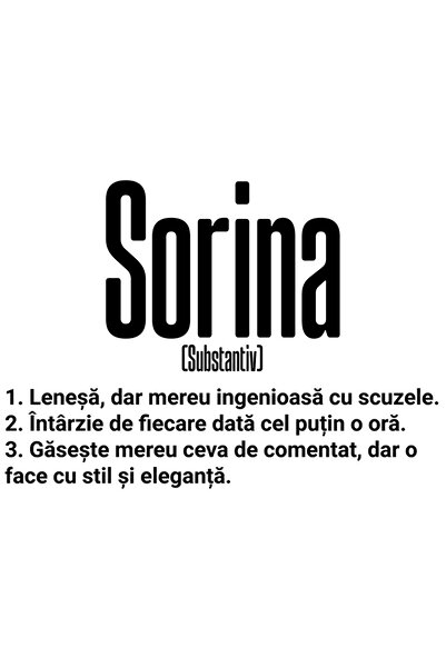 StoryGift Romania Sticker Eticheta 50CM Cu Numele Sorina, si Mesaj Amuzant, L...