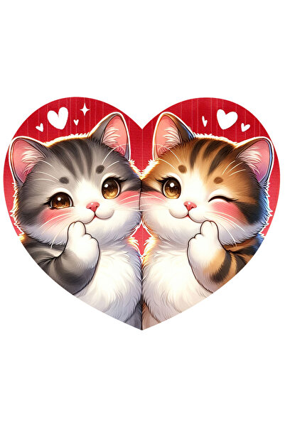 StoryGift Romania Sticker Autocolant 70CM cu 2 pisicute grasute, blanoase, il...