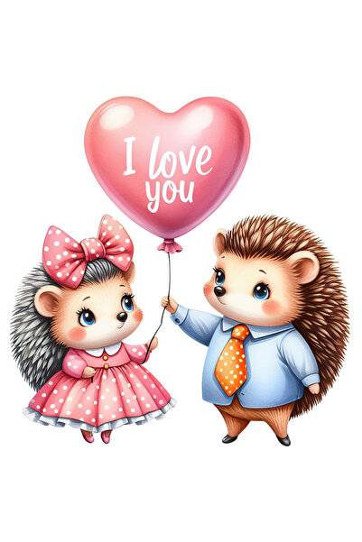 StoryGift Romania Sticker Adeziv 90CM cu 2 arici timizi, ilustratie, rochita,...