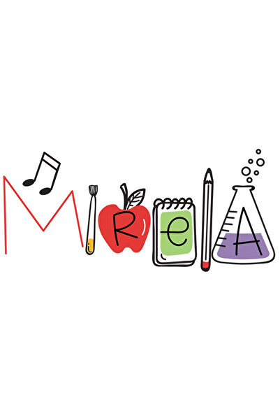 StoryGift Romania Sticker Autocolant 70CM Cu Numele Mirela, Scoala, Chimie, Materii, Algebra, Geometrie cu Margi