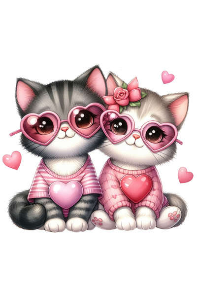 StoryGift Romania Sticker Autocolant 70CM cu 2 pisicute vesele, ilustratie, b...