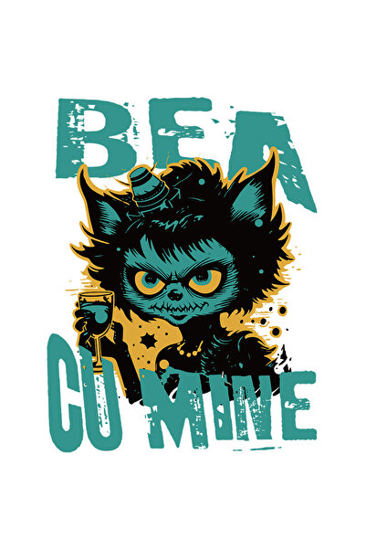 StoryGift Romania Sticker Adeziv 90CM Adeziv bea cu mine pisica horror H4ALLowen cu Margini Albe, PVC Vinyl 90 cm