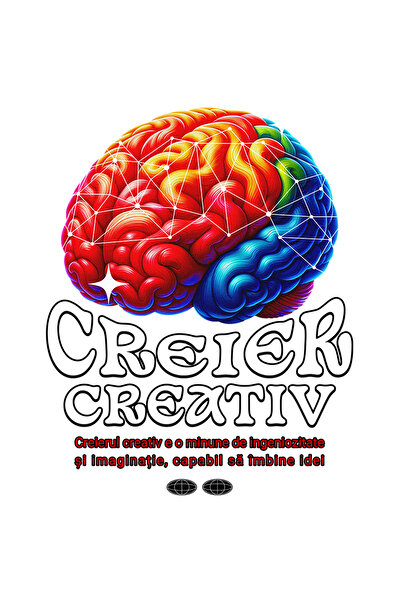 StoryGift Romania Sticker Autocolant 70CM Adeziv Creier Creativ inteligenta geniu minte minune cu Margini Albe,