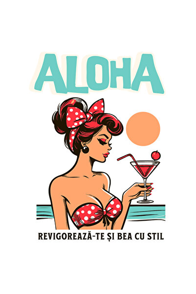 StoryGift Romania Sticker Autocolant 70CM Adeziv Aloha. Revigoreaza-te si bea...