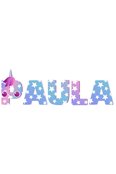 StoryGift Romania Sticker Adeziv 90CM Cu Numele Paula, Unicorn, Printesa, Fai...