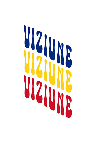 StoryGift Romania Sticker Autocolant 70CM Cuvantul Viziune, in Culorile Steagului Romaniei, Rosu, Galben, Albast