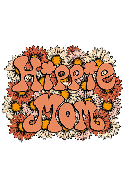 StoryGift Romania Sticker Eticheta 50CM cu flori cu mesajul "Hippie mom", sti...