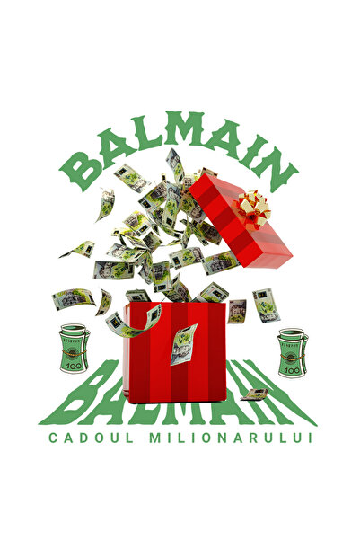 StoryGift Romania Sticker Autocolant 70CM _Balmain_ - Cadoul Milionarului cu Margini Albe, PVC Vinyl 70 cm