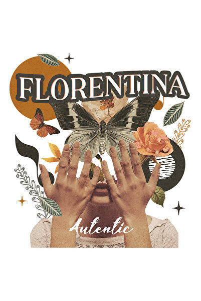 StoryGift Romania Sticker Eticheta 40CM Cu Numele Florentina, Colaj Fata, Flu...