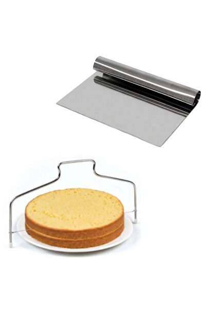 adin tasarım Pasta Kesici 34 cm ve Metal Kazıyıcı Seti 2li Pasta Keki Dilimle...