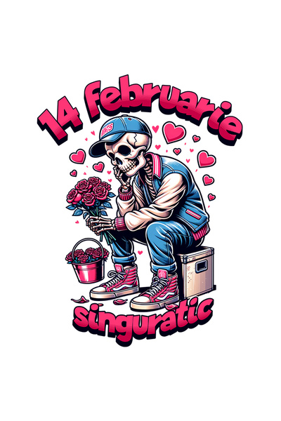 StoryGift Romania Sticker Autocolant 70CM Adeziv 14 februarie singuratic schelete suparata Valentine's Day cu Ma