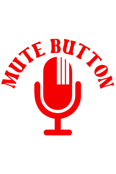 StoryGift Romania Sticker Autocolant 30CM Exterior cu un microfon si textul "Mute button" - butonul pentru mut ,