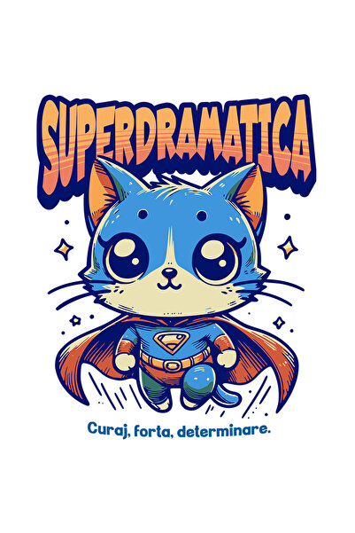 StoryGift Romania Sticker Eticheta 40CM Super Dramatica, SuperErou, Pisica Zb...