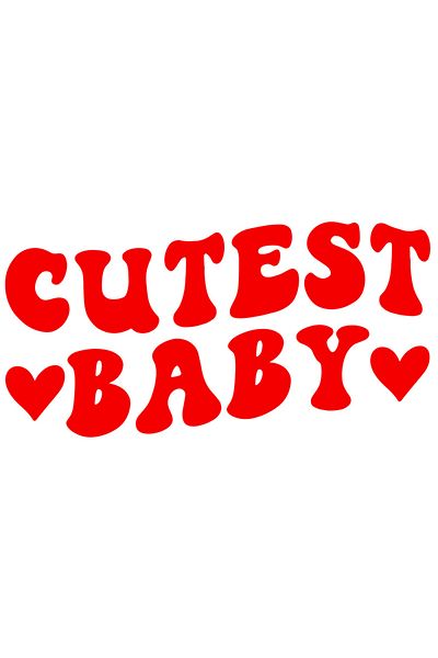 StoryGift Romania Sticker Eticheta 50CM Exterior cu inimioare si textul in engleza "Cutest baby" - cel mai dragu