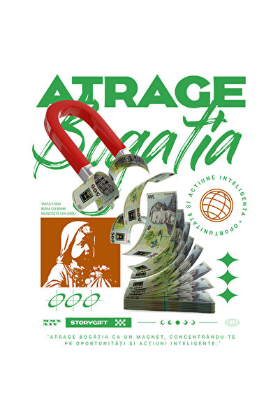 StoryGift Romania Sticker Autocolant 70CM Atrage Bogatia - Oportunitate si Ac...