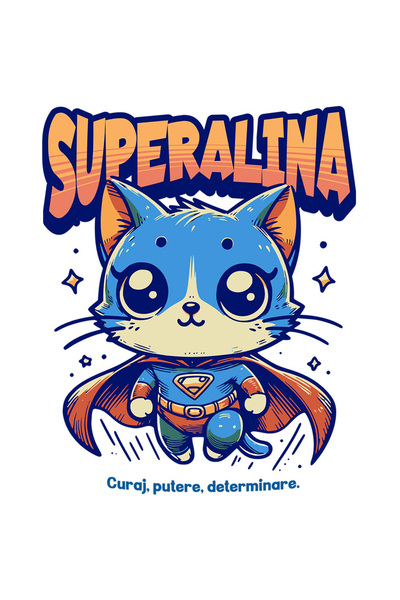 StoryGift Romania Sticker Adeziv 90CM Super Alina, SuperErou, Pisica Zburand ...