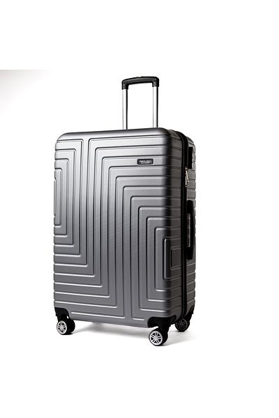 Travel POLO Large trolley, TRAVEL POLO, 78x48x32cm, A1004, checked luggage. ABS suitcase, Black