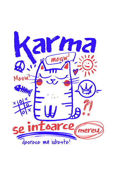 StoryGift Romania Sticker Adeziv 90CM Pisica-Karma se intoarce mereu cu Margi...