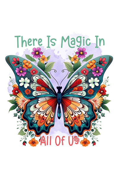 StoryGift Romania Sticker Eticheta 50CM cu fluture cu floricele pe aripi cu m...