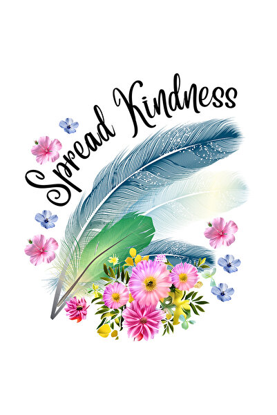 StoryGift Romania Sticker Cu 3 Pene Si Cu Flori Multicolore Cu Mesajul "sprea...