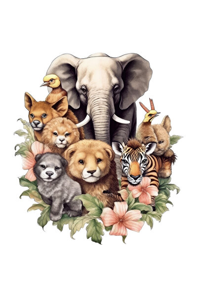 StoryGift Romania Sticker Adeziv 90CM cu animale salbatice, ilustratie, natur...