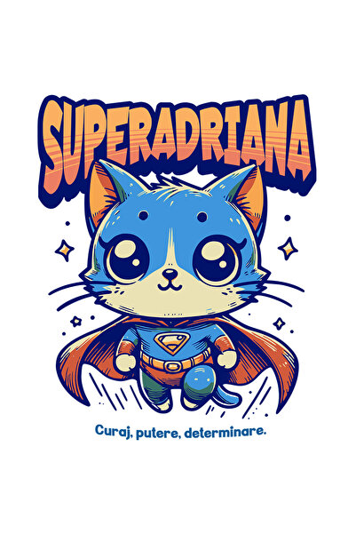 StoryGift Romania Sticker Autocolant 70CM Super Adriana, SuperErou, Pisica Zb...