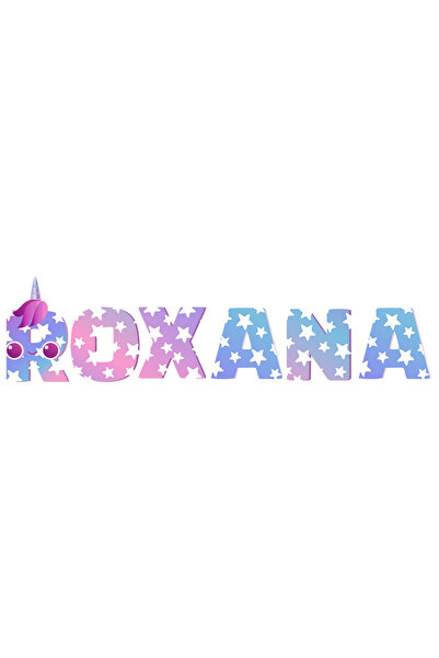 StoryGift Romania Sticker Adeziv 90CM Cu Numele Roxana, Unicorn, Printesa, Fa...