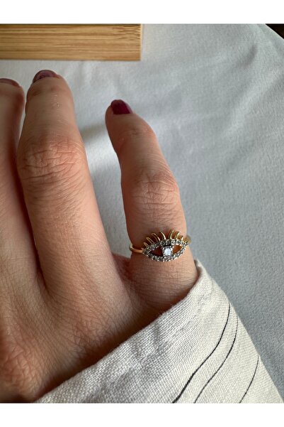 ringbox Çift Renkli Taş Detaylı Göz Serçe Parmak Yüzüğü
