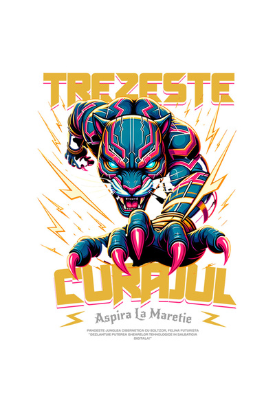 StoryGift Romania Sticker Autocolant 70CM Boltzor Wilderness, The Electric Panther cu Margini Albe, PVC Vinyl 70 cm