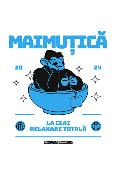 StoryGift Romania Sticker Autocolant 70CM Adeziv Maimutica de Ceai relaxare t...