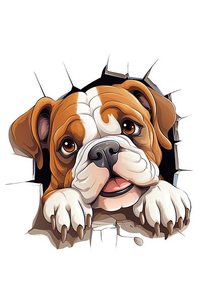 StoryGift Romania Sticker Adeziv 90CM cu Bulldog, caine, animal de companie, ilustratie, vesel, jucaus, perete s