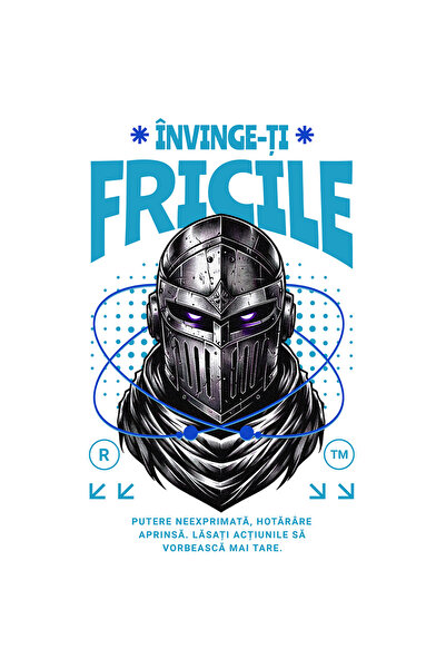 StoryGift Romania Sticker Eticheta 40CM Invinge-ti Fricile - Razboinic cu Margini Albe, PVC Vinyl 40 cm