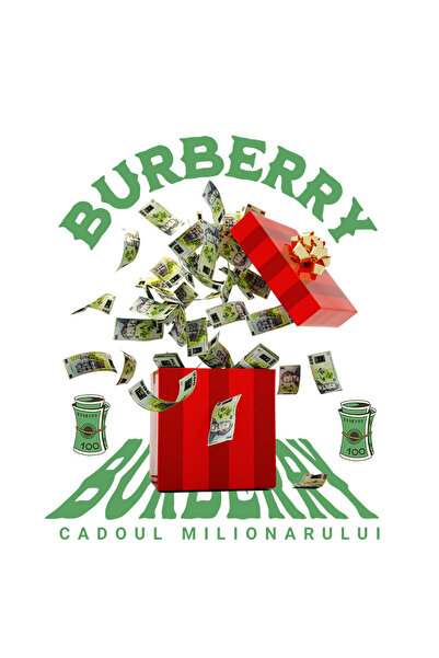StoryGift Romania Sticker Autocolant 70CM _Burberry_ - Cadoul Milionarului cu Margini Albe, PVC Vinyl 70 cm