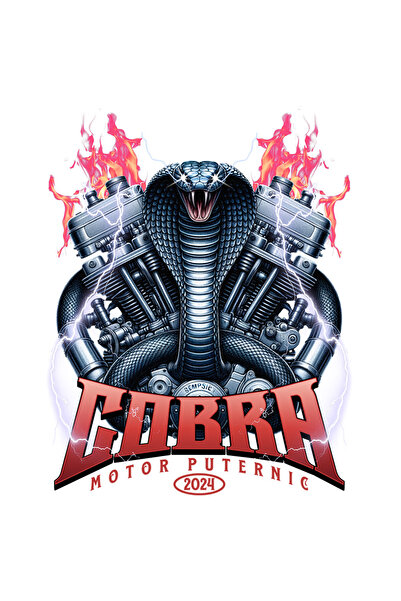 StoryGift Romania Sticker Autocolant 70CM Cobra - Motor Puternic - Pentru Iubitorii de Masini cu Margini Albe, P